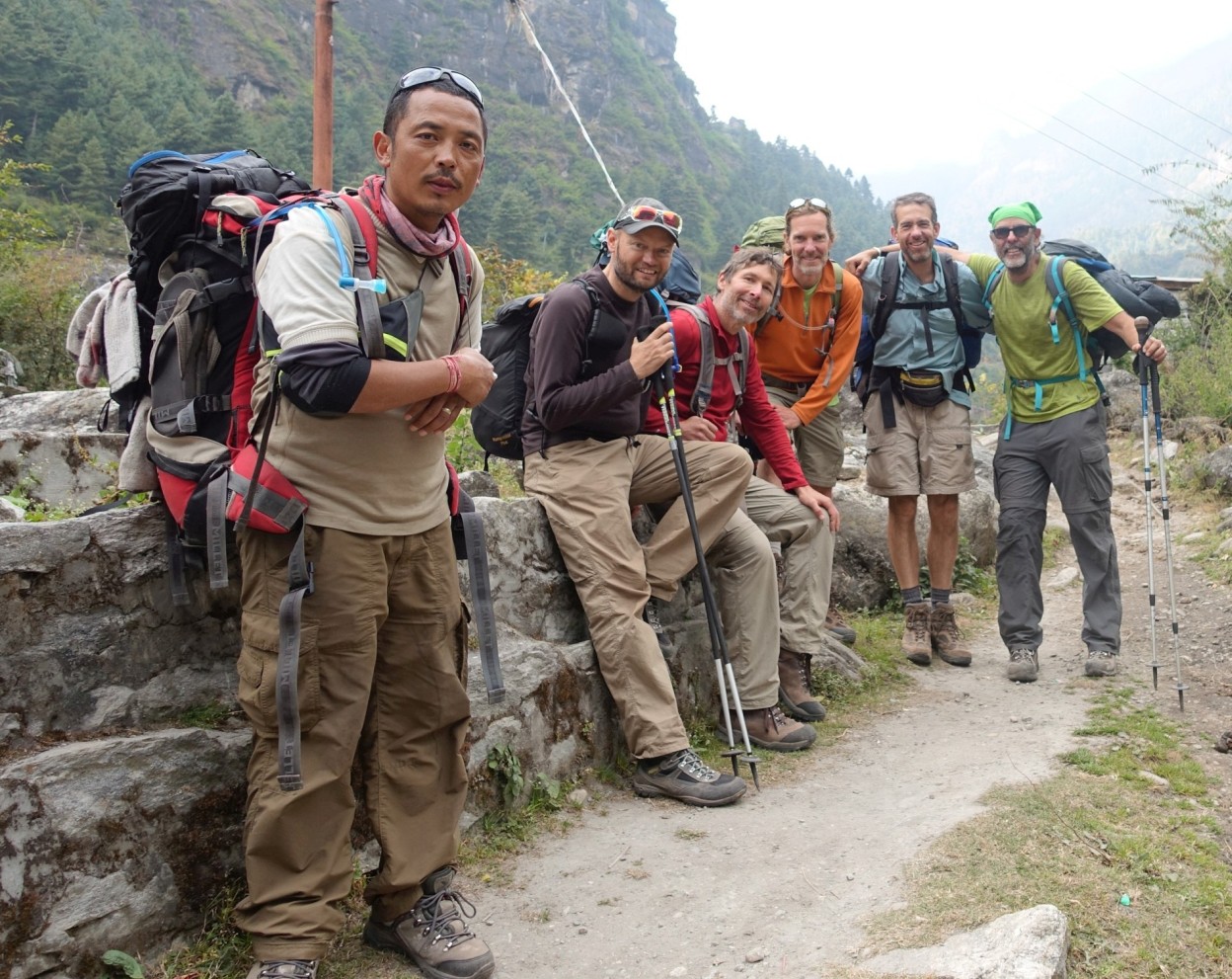 Purna with trekking group, Manaslu circuit